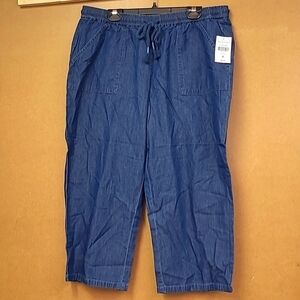 Northern Reflections Size L Medium Wash Cotton Wide Leg Capris